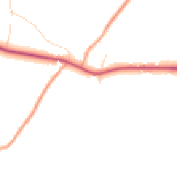 Daytime road noise heatmap for GU34 3AZ