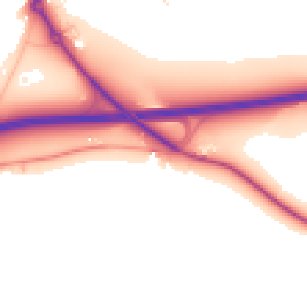 Daytime road noise heatmap for GU34 3HJ