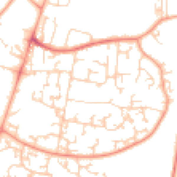 Daytime road noise heatmap for GU35 0AQ