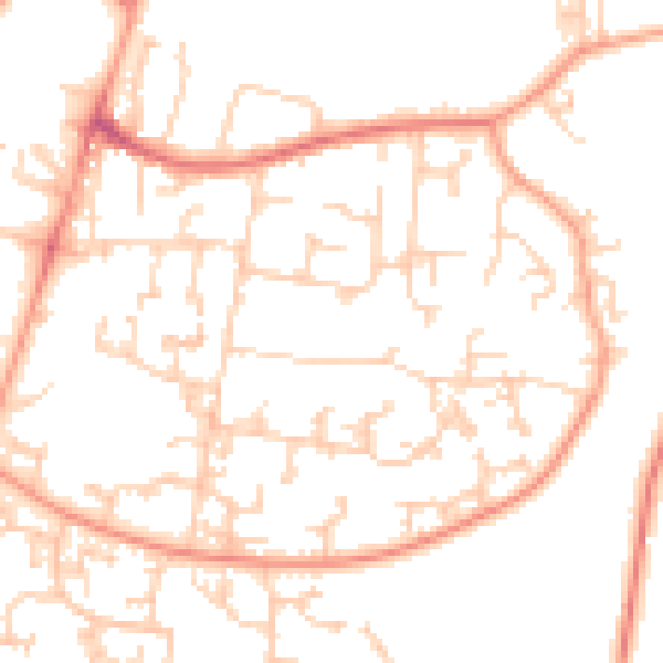 Daytime road noise heatmap for GU35 0AT