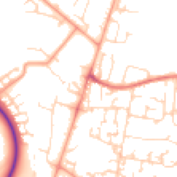 Daytime road noise heatmap for GU35 0BA