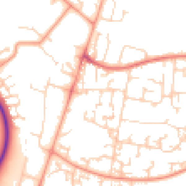 Daytime road noise heatmap for GU35 0BB