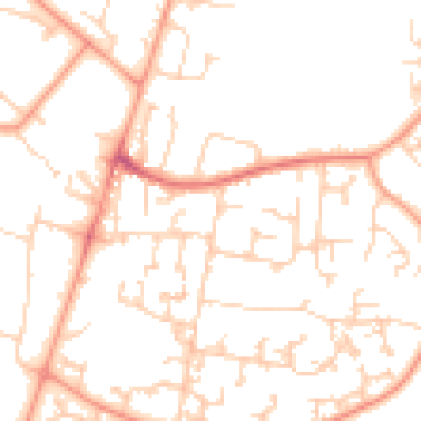 Daytime road noise heatmap for GU35 0BH