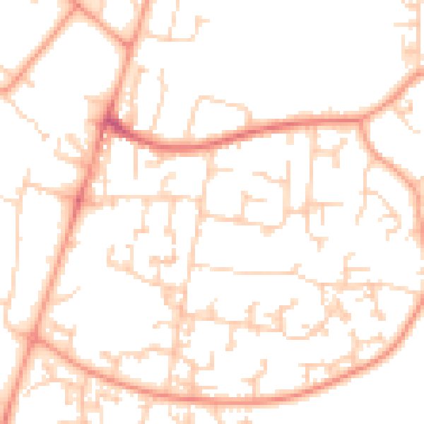 Daytime road noise heatmap for GU35 0BJ