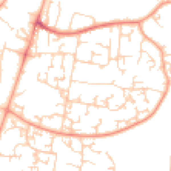 Daytime road noise heatmap for GU35 0BS