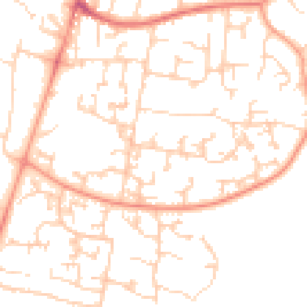 Daytime road noise heatmap for GU35 0BX