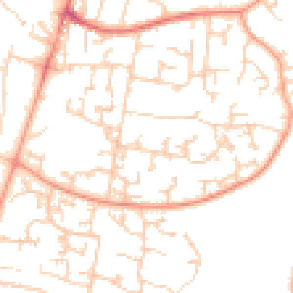 Daytime road noise heatmap for GU35 0BY