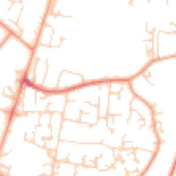 Daytime road noise heatmap for GU35 0DE
