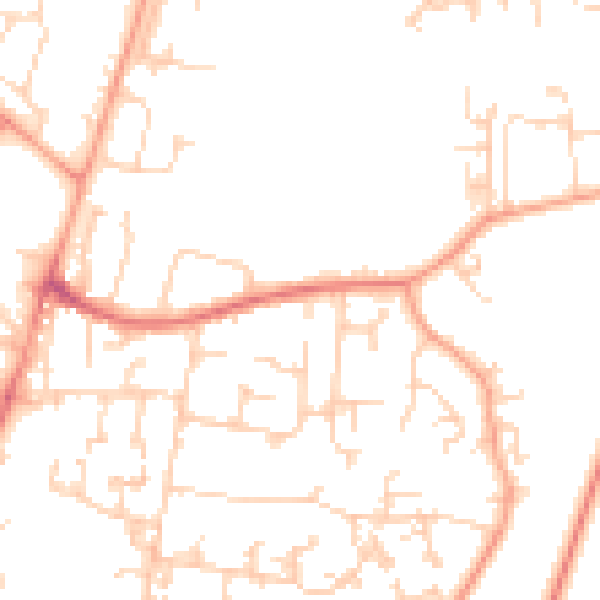 Daytime road noise heatmap for GU35 0DF