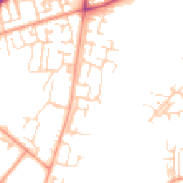 Daytime road noise heatmap for GU35 0FP