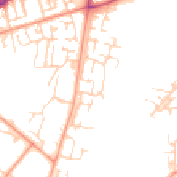 Daytime road noise heatmap for GU35 0FQ