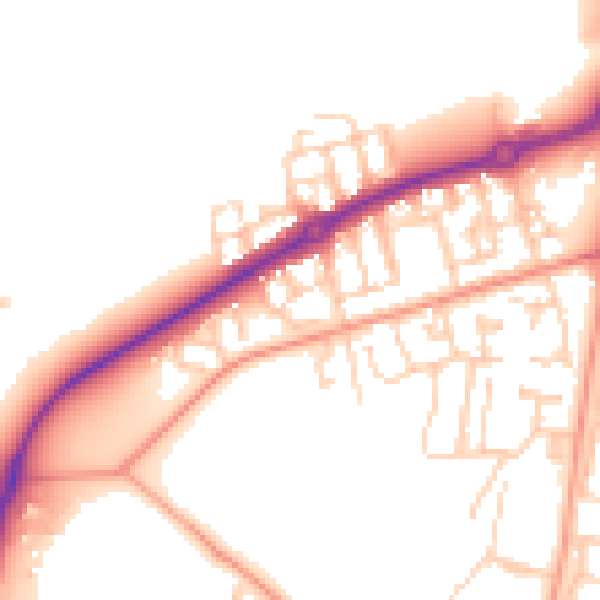 Daytime road noise heatmap for GU35 0GG