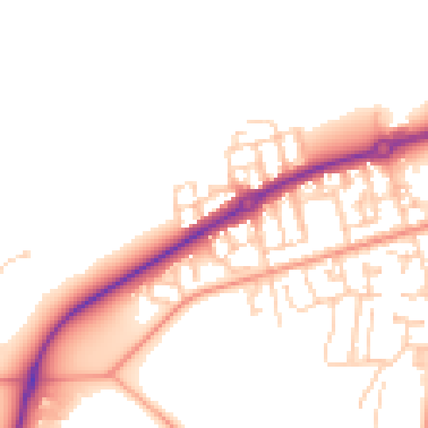 Daytime road noise heatmap for GU35 0GW