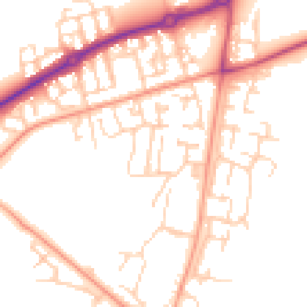 Daytime road noise heatmap for GU35 0JQ