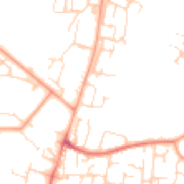 Daytime road noise heatmap for GU35 0JT