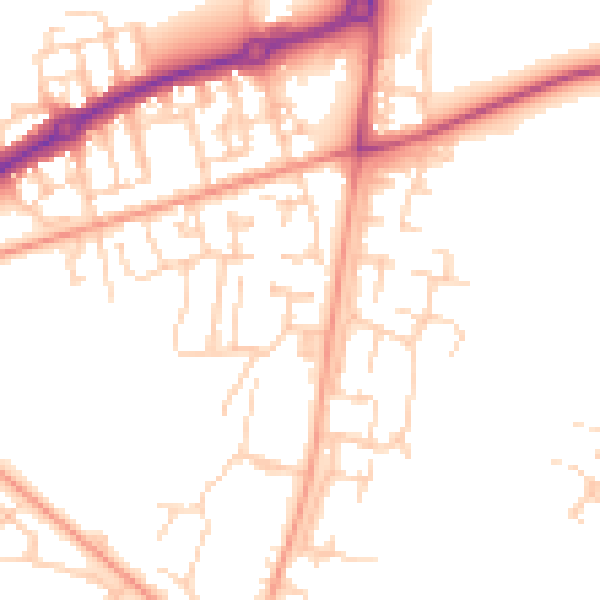 Daytime road noise heatmap for GU35 0JW