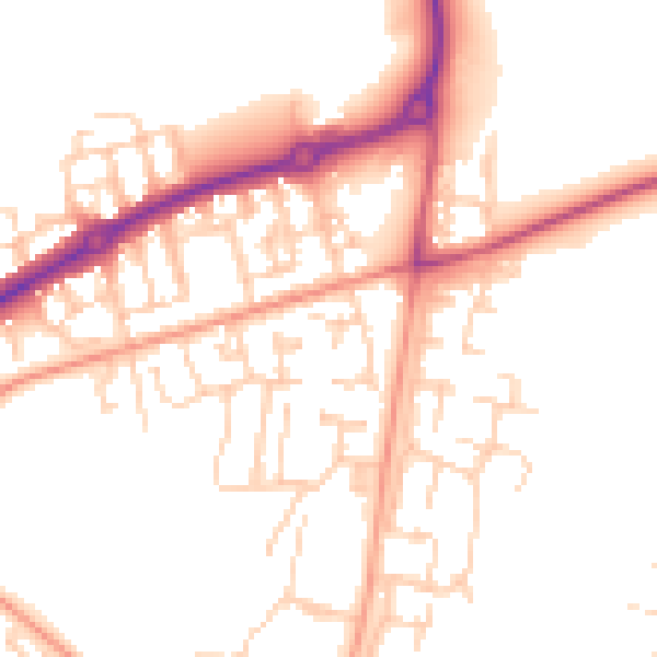 Daytime road noise heatmap for GU35 0NJ