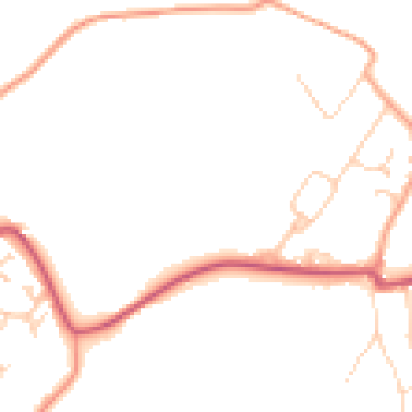 Daytime road noise heatmap for GU35 0PB