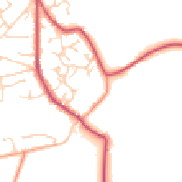 Daytime road noise heatmap for GU35 0PE