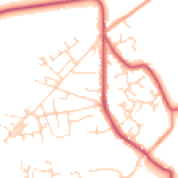 Daytime road noise heatmap for GU35 0PS