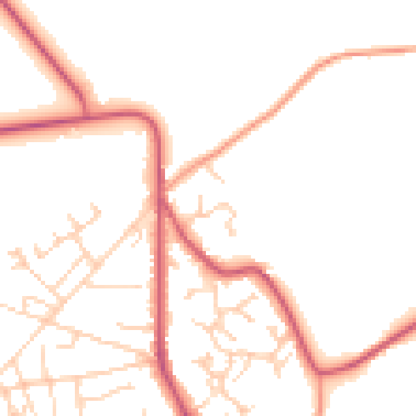 Daytime road noise heatmap for GU35 0QB