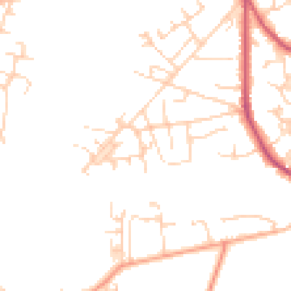 Daytime road noise heatmap for GU35 0RD