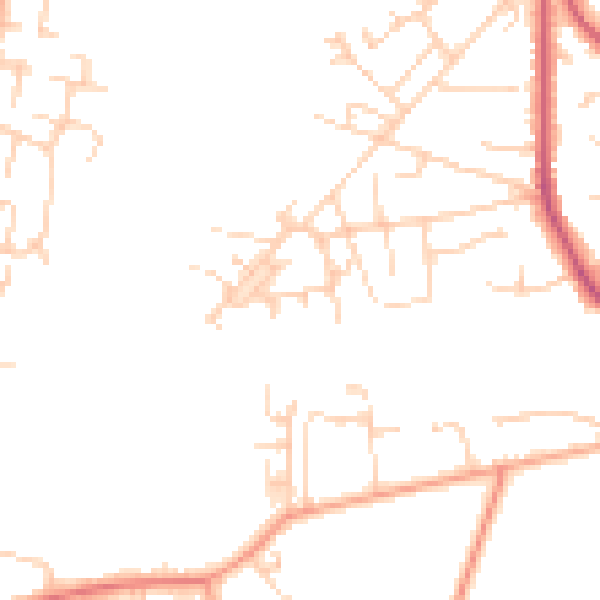 Daytime road noise heatmap for GU35 0RE