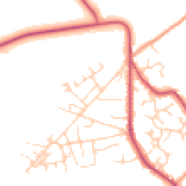 Daytime road noise heatmap for GU35 0RN
