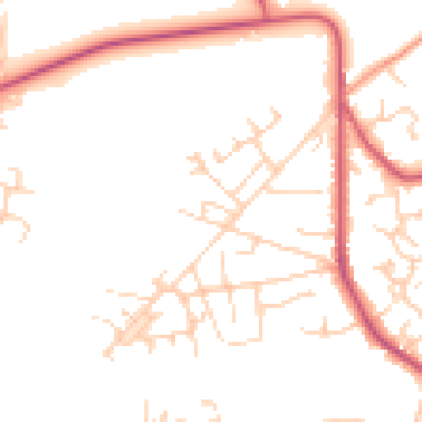 Daytime road noise heatmap for GU35 0SJ