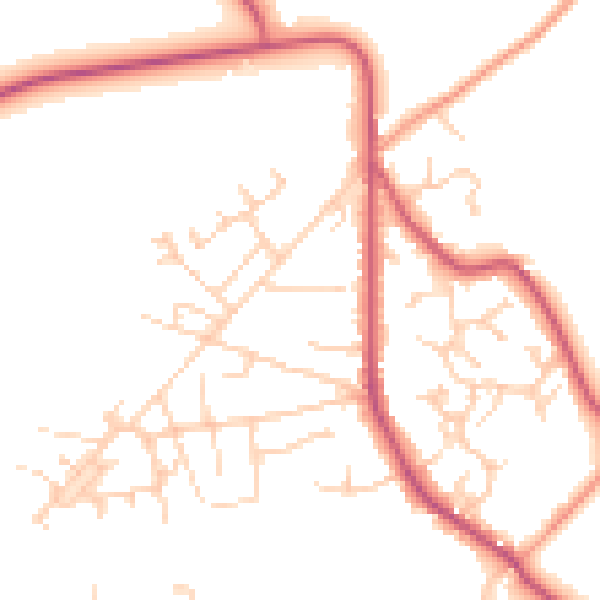 Daytime road noise heatmap for GU35 0SZ
