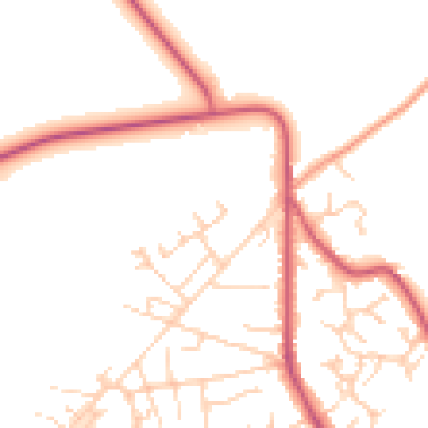 Daytime road noise heatmap for GU35 0TA