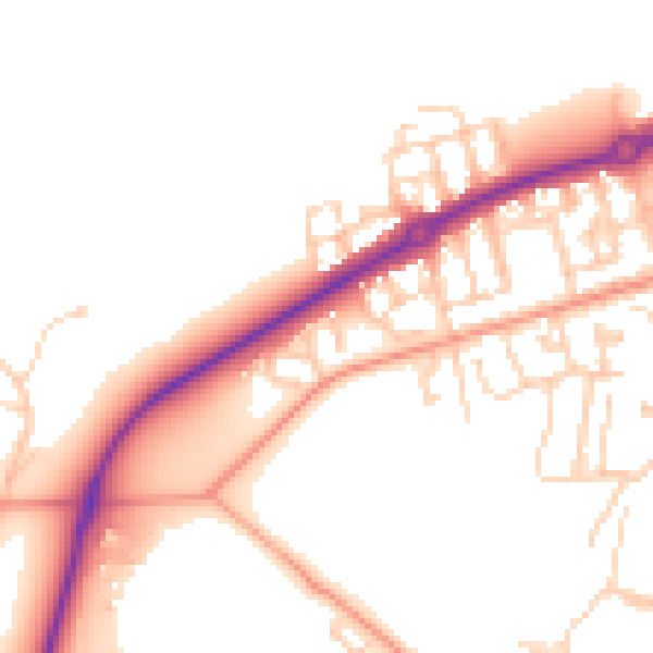 Daytime road noise heatmap for GU35 0TD