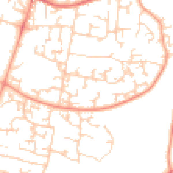 Daytime road noise heatmap for GU35 0XL