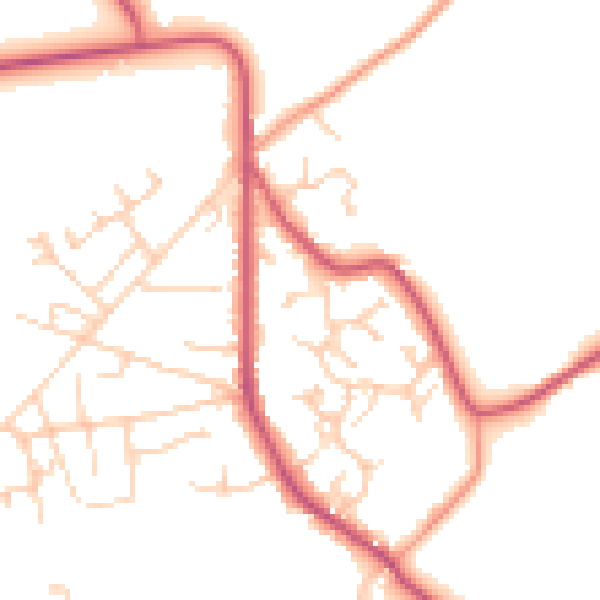 Daytime road noise heatmap for GU35 0YD