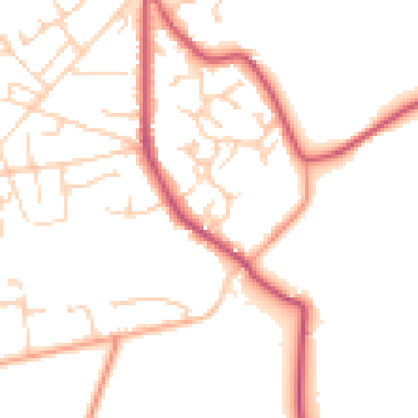Daytime road noise heatmap for GU35 0YF