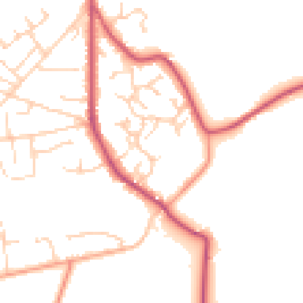 Daytime road noise heatmap for GU35 0YG