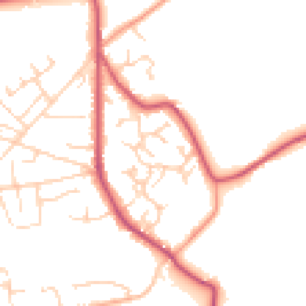 Daytime road noise heatmap for GU35 0YJ