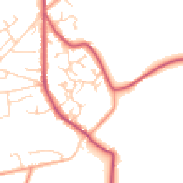 Daytime road noise heatmap for GU35 0YP