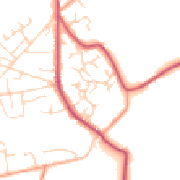 Daytime road noise heatmap for GU35 0YW