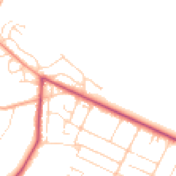 Daytime road noise heatmap for GU35 8AZ