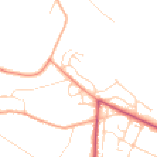 Daytime road noise heatmap for GU35 8BN