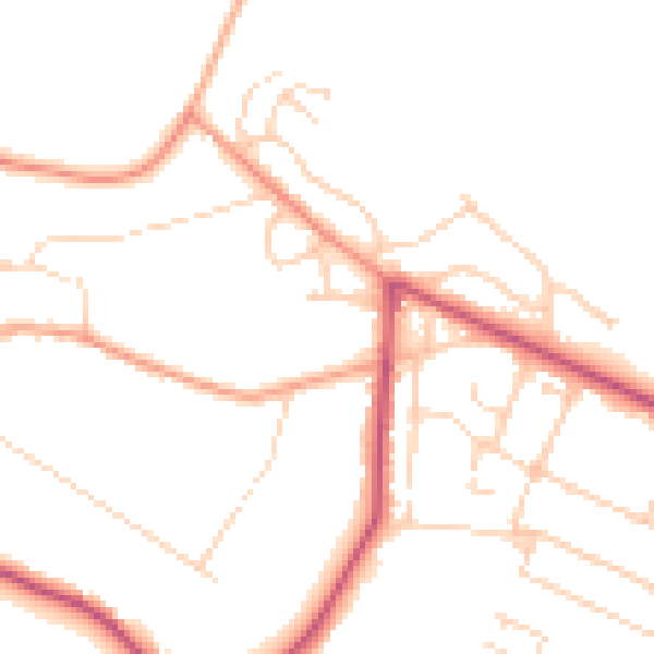 Daytime road noise heatmap for GU35 8DP