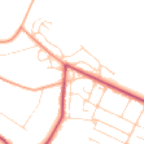 Daytime road noise heatmap for GU35 8HT