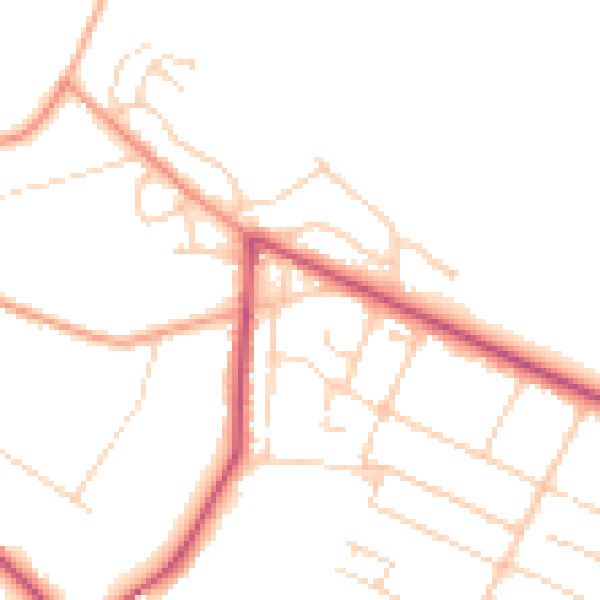 Daytime road noise heatmap for GU35 8HU