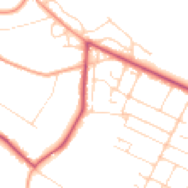 Daytime road noise heatmap for GU35 8HY