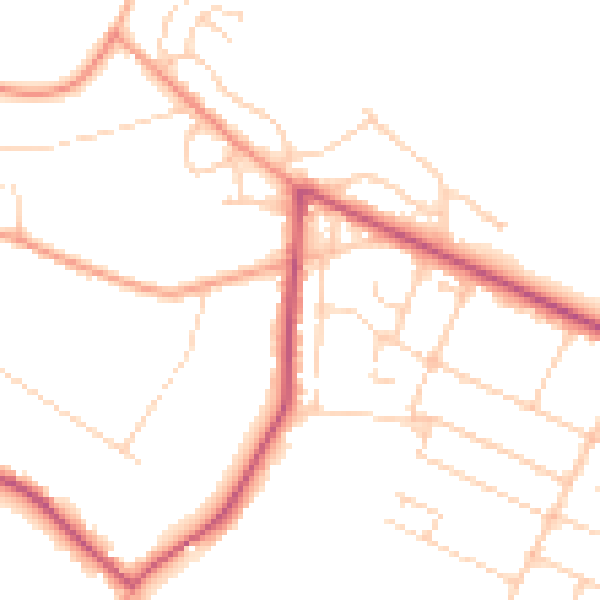Daytime road noise heatmap for GU35 8HZ