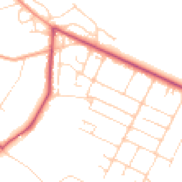 Daytime road noise heatmap for GU35 8JE