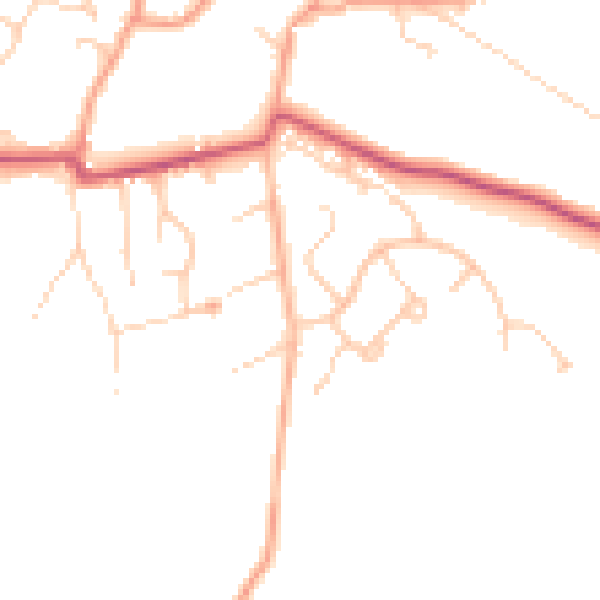 Daytime road noise heatmap for GU35 8LS