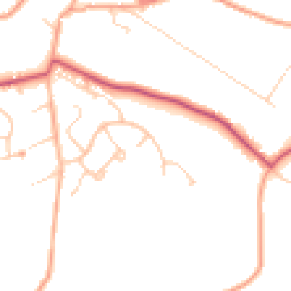 Daytime road noise heatmap for GU35 8NB