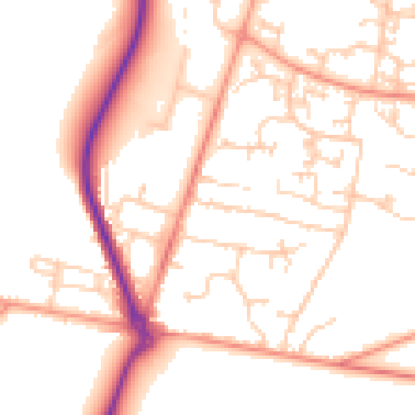 Daytime road noise heatmap for GU35 9AY